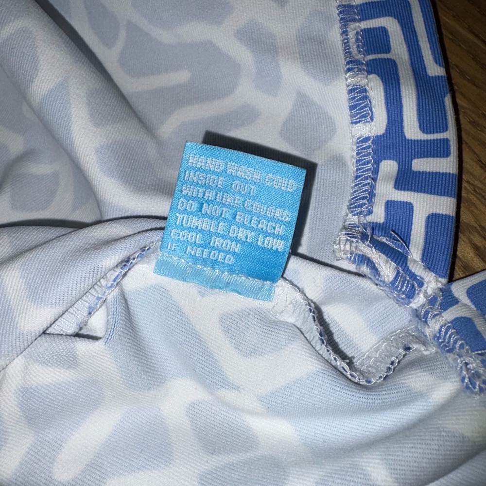 J. McLaughlin Catalina Cloth Tunic Top Size Large Blue White Geometric Coastal - Picture 8 of 12